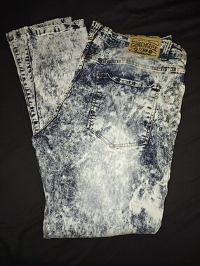 Men's Grindhouse Acid Wash Blue Jeans 40